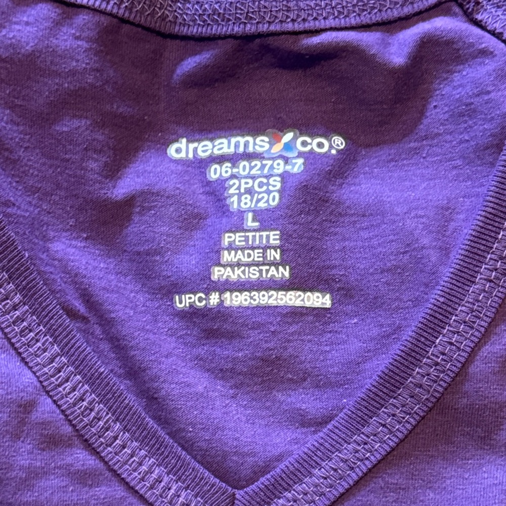 Dreams Co Purple V-Neck Lounge Set 18/20 Petite - Picture 2 of 6